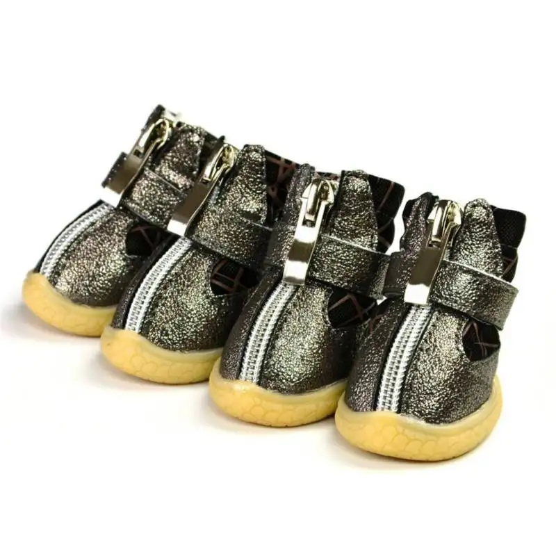 4 pcs Outdoor Anti-slip Waterproof Dogs Shoes Rain Snow Christmas Booties Rubber Shoes For Small Dog Puppies Cachorro Shoes NN - Цвет: Бургундия