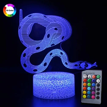 

Snake Series 3D Lamp Illusion LED Night Light Remote Control Luminous 3D Decoration Flash LED Table Lamp with 7 Colors Change