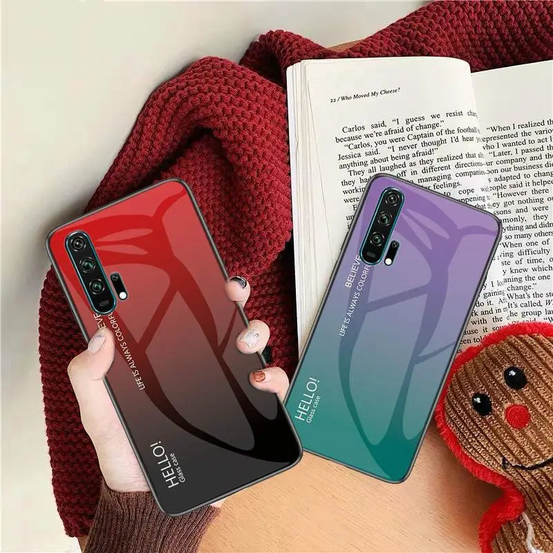 Градиентный телефонный чехол для huawei Nova 5T Honor 20 Micolorful Shell стеклянный Pro