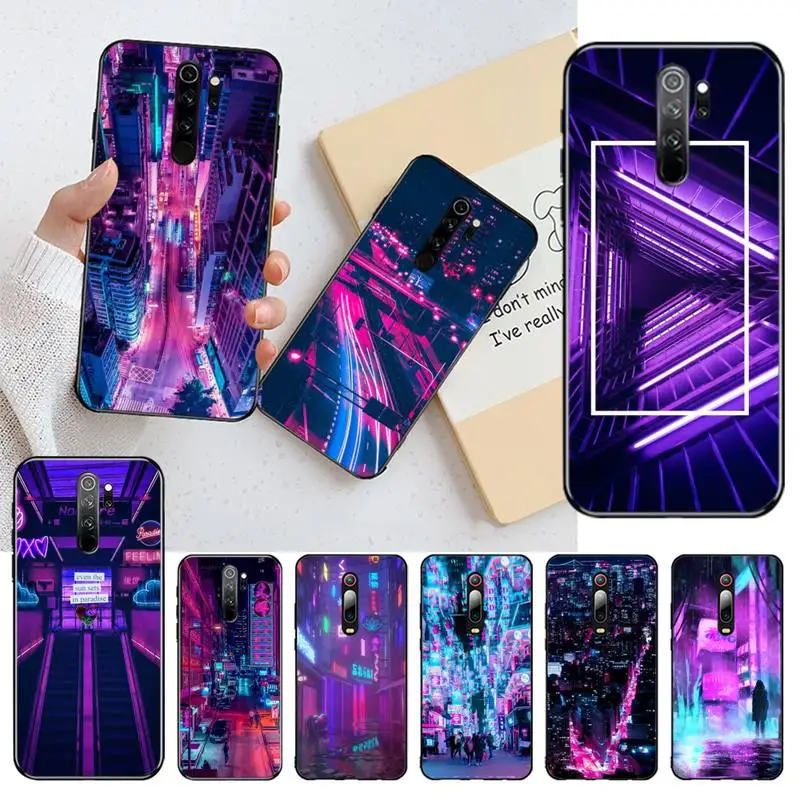 CUTEWANAN Neon Vaporwave City Новое поступление черный чехол для телефона Redmi Note 8 8A 8T 7 6 6A 5 5A 4 4X