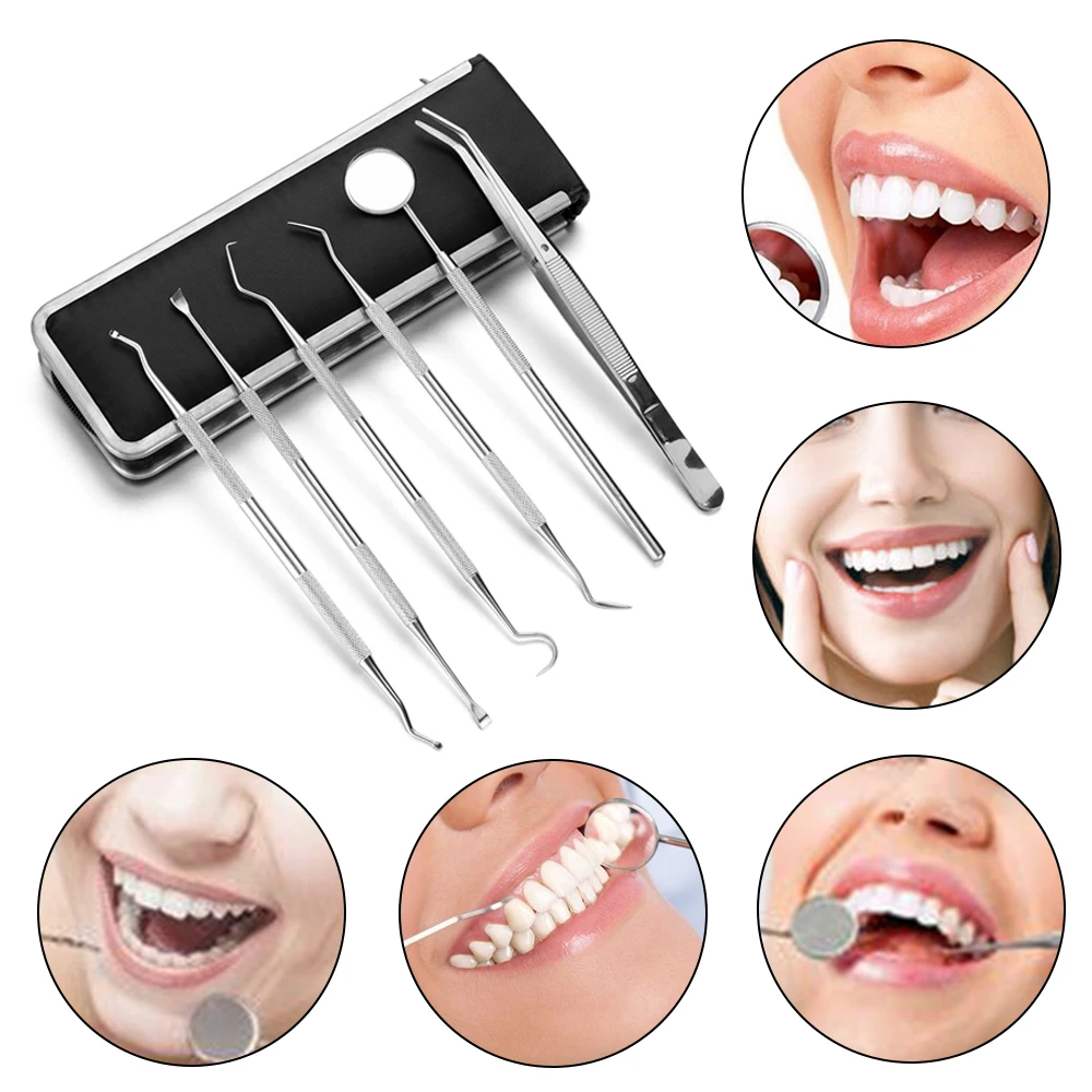 

6pcs/Set Tartar Remover Dental Clean Tool Set Stainless Steel Teeth Care Whitening