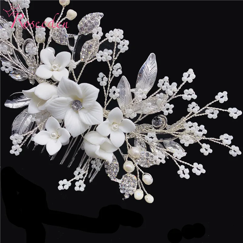 Трендовая пресноводная жемчужина цветок свадебные гребни для волос аксессуары для волос невесты гребни для волос украшения для волос RE3499