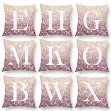 

Decorative Cushions Pink Sequin ABCD Peach Skin Cushion Cover Throw Pillow Birthday Party Sofa Living Room Pillow case 123456789