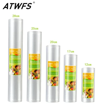 ATWFS Vacuum Sealer Bags Kitchen Vacum Bag Storage Vacuum Bags for Food Packaging Rolls 12/17/20/25/28cm*500cm 1