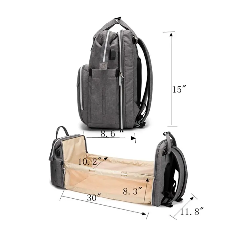 

Baby Nappy Changing Bag Portable Folding Crib Diaper Backpack Stroller Straps
