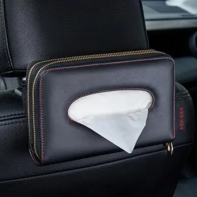 

Car Leather Zipper Sun Visor Seat Back Tissue Box Cover Pumping Paper Car Home Napkin Holder Case Fit For BMW MINI Cooper