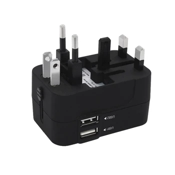 

Universal Worldwide All in One Phone Charger Travel Wall AC Power Plug Adapter with Dual USB Charging Ports for USA EU UK AU