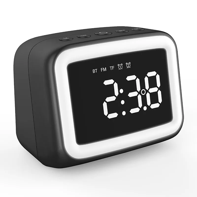 

LED Alarm Clock With FM Radio Wireless Bluetooth Speaker Mirror Display Support AUX-in/ TF Card/ Flash Drive Home Music Player