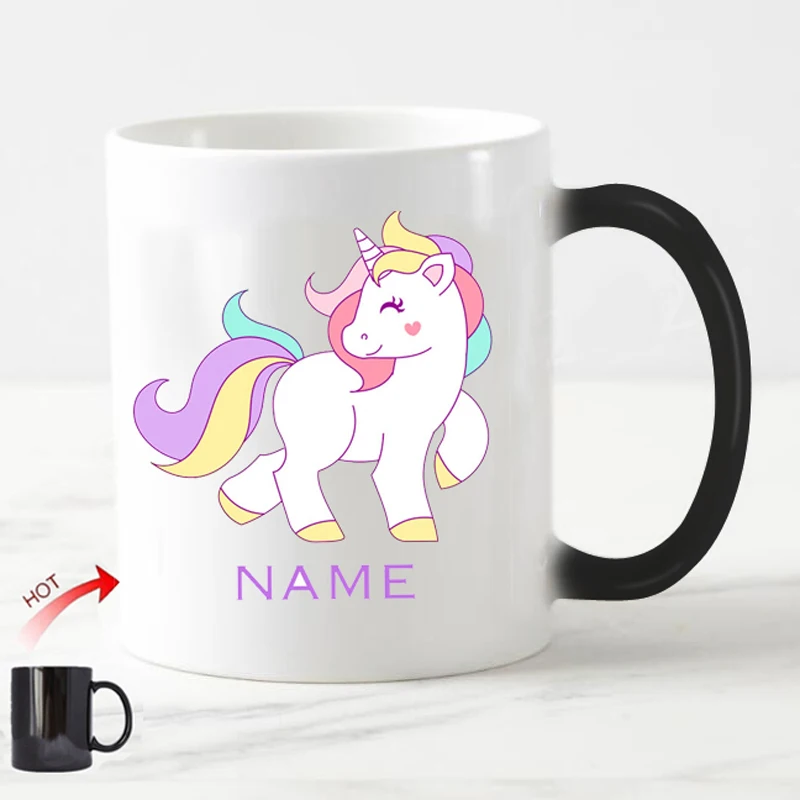 

2020 Custom Name Unicorn Magic Mug Personalised Unicorn Morph Mugs Heat Sensitive Color Changing Kids Coffee Ceramic Magical Mug
