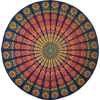 

Indian Mandala Round Beach Throw Tapestry Hippy Boho Gypsy Cotton Tablecloth Beach Towel