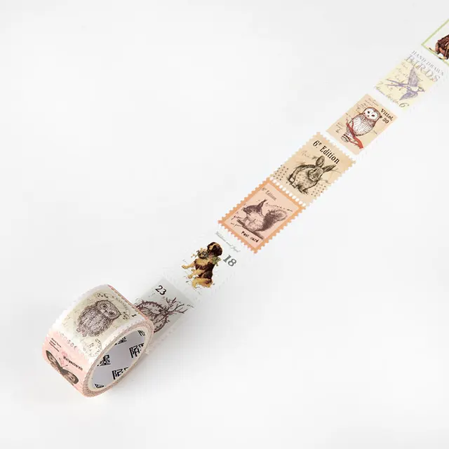 Mr Paper 8 Designs Retro Post Office Plant Stamp Tapes Scrapbooking Deco Sticker Masking Tapes Easy to Tear E