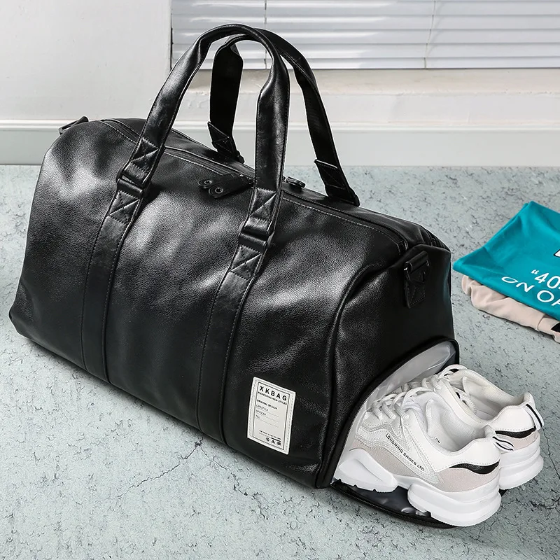 

Men's Black handbag Travel Bag Waterproof Leather Large Capacity Travel Duffle Multifunction Tote Casual Crossbody Bags