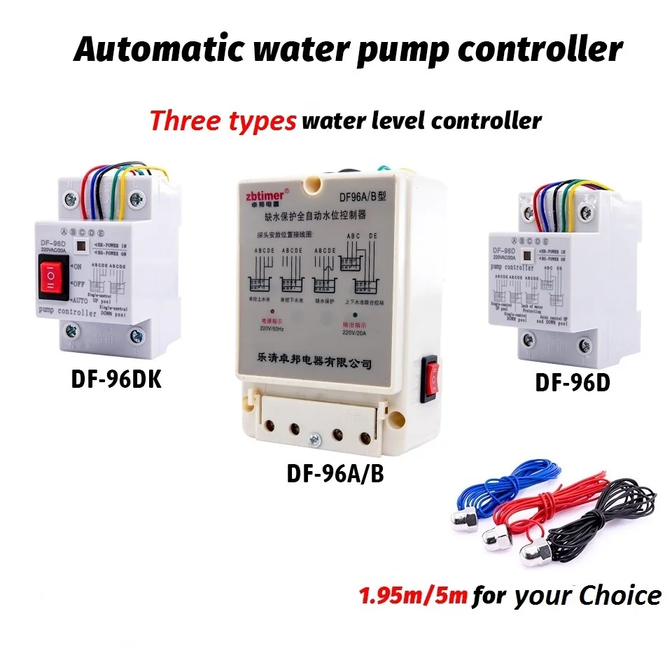 Interruptor Controlador de Nível de Água Automático Tanque 220v Sensor de Detecção de Nível Líquido Controle de Bomba de Água Porbe Df-96d 96dk