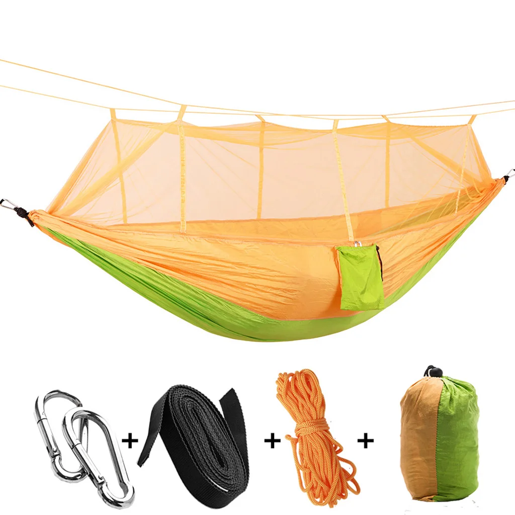 Portable Parachute Camping Hammock with Mosquito Net for Backyard Backpacking