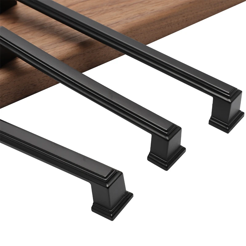 American Style Matte Black Cabinet Handles Solid Aluminum Alloy Kitchen Cupboard Pulls Drawer Knobs Furniture Handle Hardware