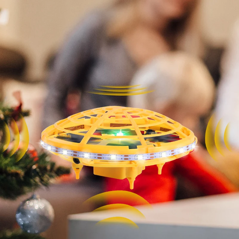 

Flying Helicopter Mini UFO drone Yellow Hand Controlled Drone Flying Toys Infrared Induction Interactive Drone For Children