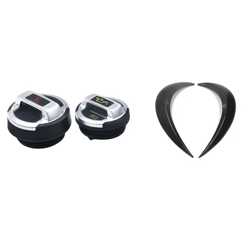 

2 Pcs Car Coolant Oil Expansion Tank Cap Cover & 2 Pcs Abs Front Headlights Eyebrow Eyelid Sticker Trim
