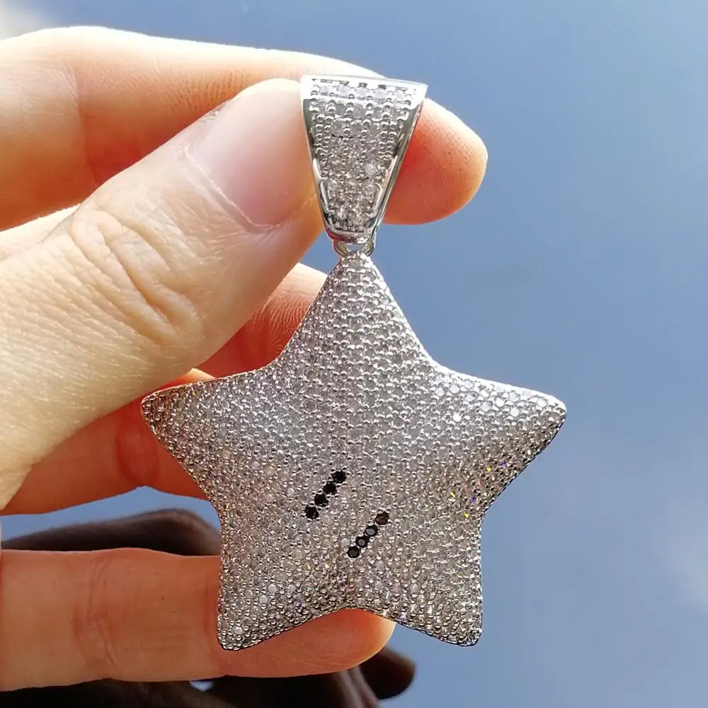 

Bling bling Star Pendant All Iced Out CZ Stone Necklace for men and women Party Jewelry CN014