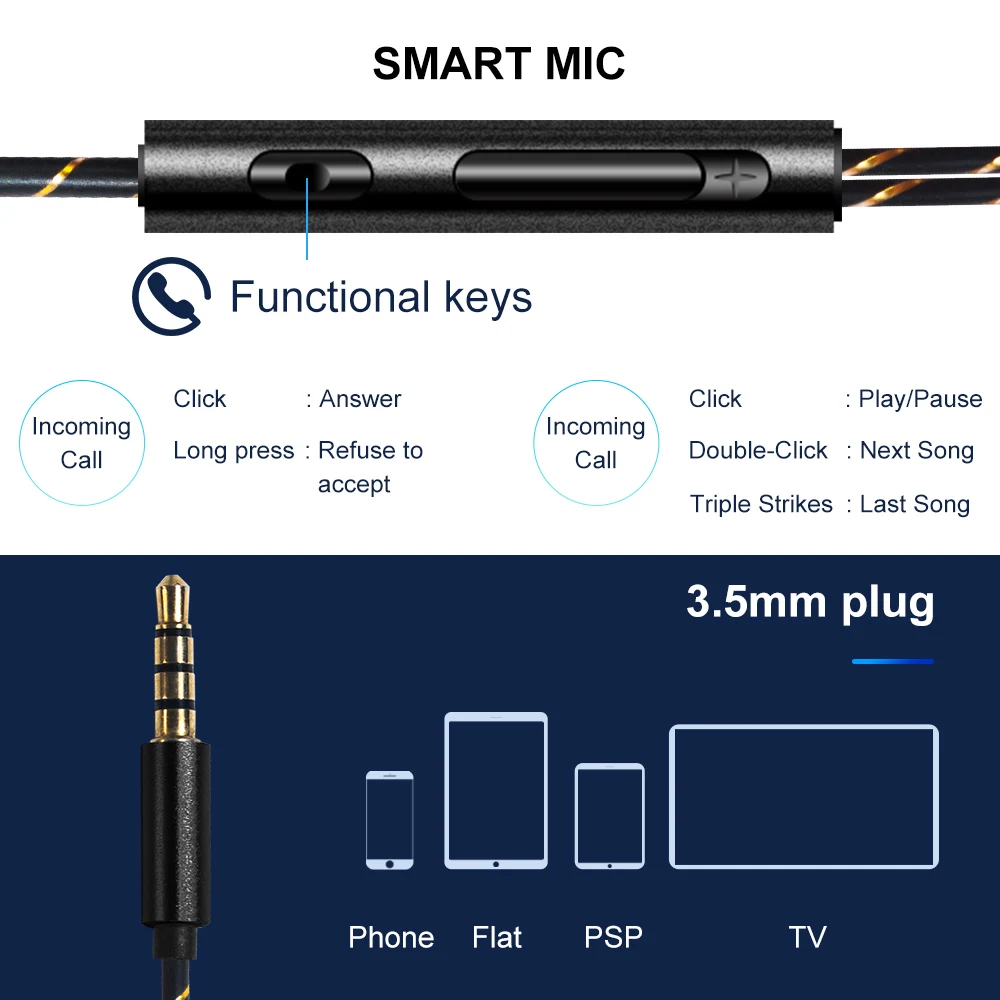  Earphone Headphones For Smart Phone PC Earphones Gaming Music Stereo Bass Headset Wired Earbuds HiF - 4000018463085