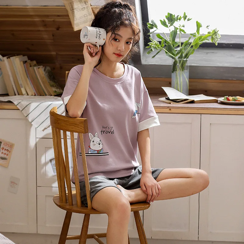 

901 # Bugs Bunny Emblem Pullover JZ Short Sleeve Shorts Pajamas Homewear Set Series