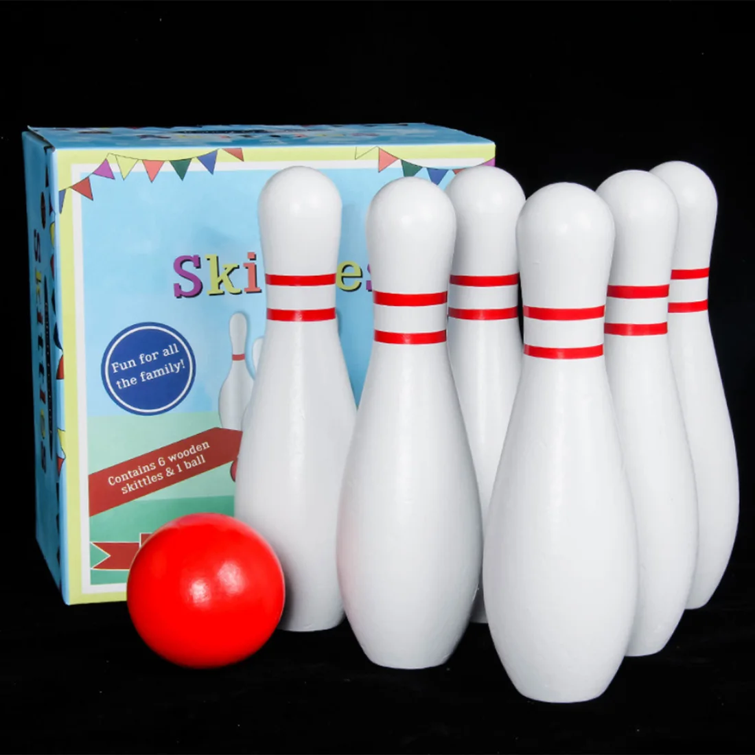 Boule de bowling & 10 broches maison de poupées miniature skittles, échelle 1.12 