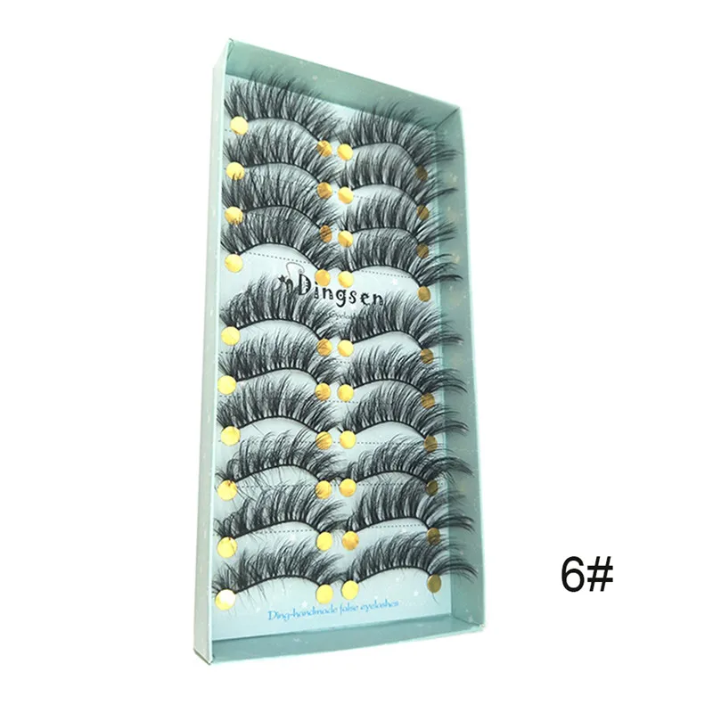 3D-71 10 пар 3D suave Faux Mink pelo pestaunas postizas cruzadas pestavienas esponjosas 6 estilos extensión ojo maquillaje herramientas - Цвет: 3D-71