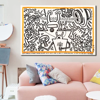 

Pop Art Keith Haring Abstract Painting Posters And Prints Creative Minimalist Wall Art Canvas Pictures For Living Room Bedroom