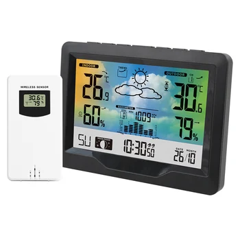 

Digital LCD Alarm Wall Clock Weather Station WiFi Indoor Outdoor Temperature Humidity Pressure Wind Weather Forecast