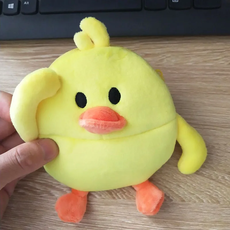 New Anime Cartoon Black Cat Frog Duck Green Dinosaur Elephant Bear Squirrel Plush Purse Wallet Small Key Card Changes Coin Bag (8)