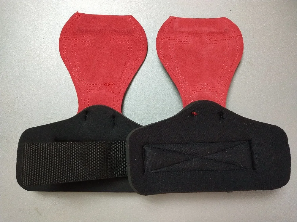 Weight Lifting Gloves Genuine Leather Red Color Heavy Duty Straps Alternative Power Lifting Hooks Best Wrist Wraps