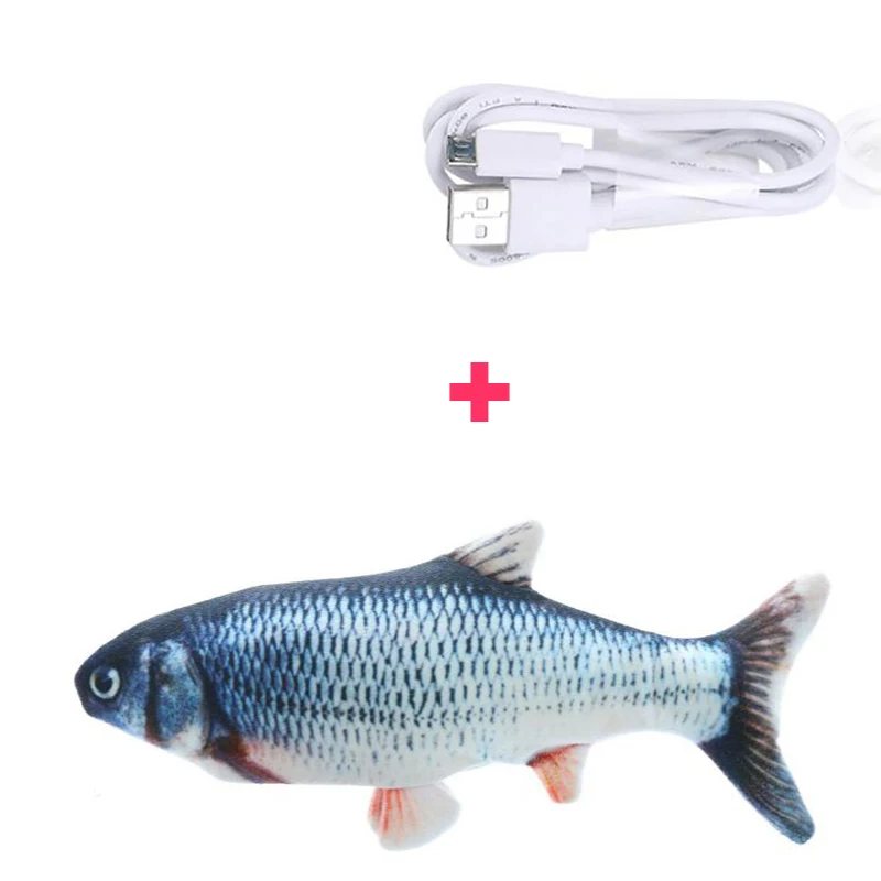 30 см электронная игрушка для питомцев, кошек, usb зарядка, имитация рыбы, игрушки для собак, кошек, жевательных игр, кусающих товары - Цвет: with USB cable