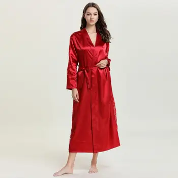 

Women Sexy Lace Sleepwear Nightwear Robe Fashion Comfortable Solid Color Nightgowns Batas Para Dormir Mujer 2019 New Hot Sale Y