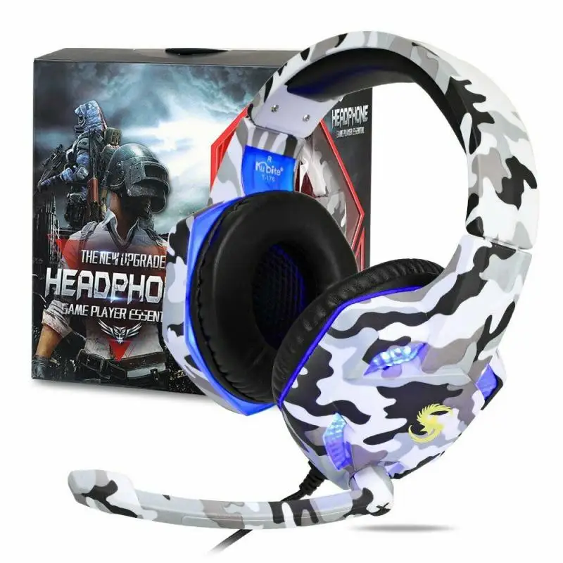 Camouflage Gaming Headsets Big Headphones with Light Mic Stereo Earphones Deep Bass for PC Computer Gamer Laptop PS4 New X BOX