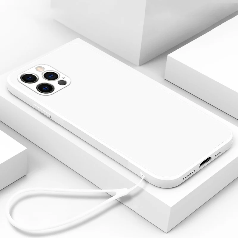 thumbnail image 1 of Funda de teléfono de vidrio templado líquido cuadrado de lujo para iPhone 16 15 14 13 12 11 Pro XS max XR SE X Plus Funda con correa linda ultrafina, 1 of 5