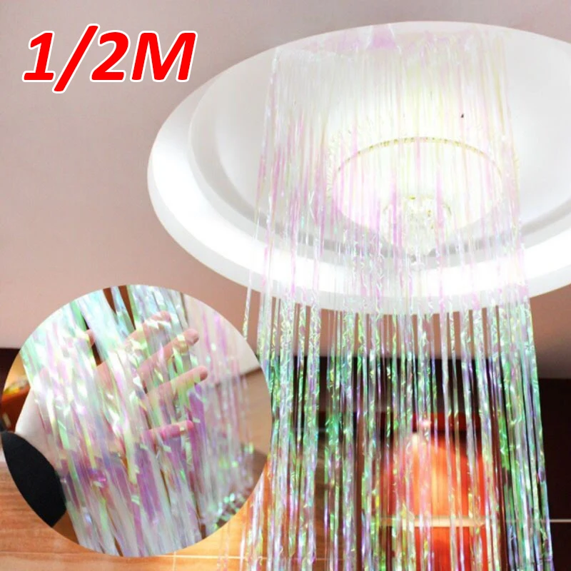 

Iridescent Foil Glitter Gold Tinsel Fringe Curtain Wedding Birthday Bachelorette Party Backdrop Bedroom Anniversary Decoration