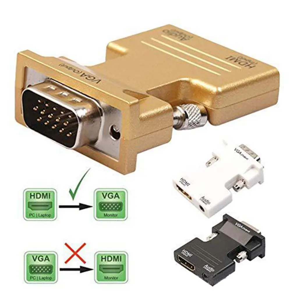 Портативный мини Hdmi в Vga с аудио питанием адаптер 1080P цифровые аналоговые и видео