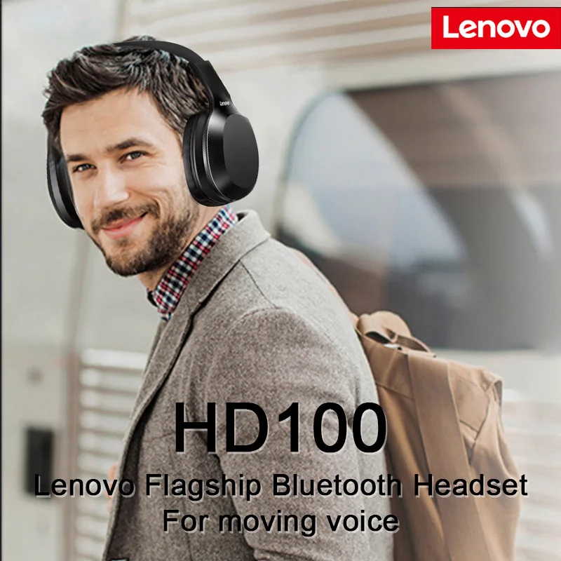 Lenovo HD100 Smart Active Noise Cancelling Headset 8D Wireless Bluetooth Subwoofer Game Music Binaural Sports Running