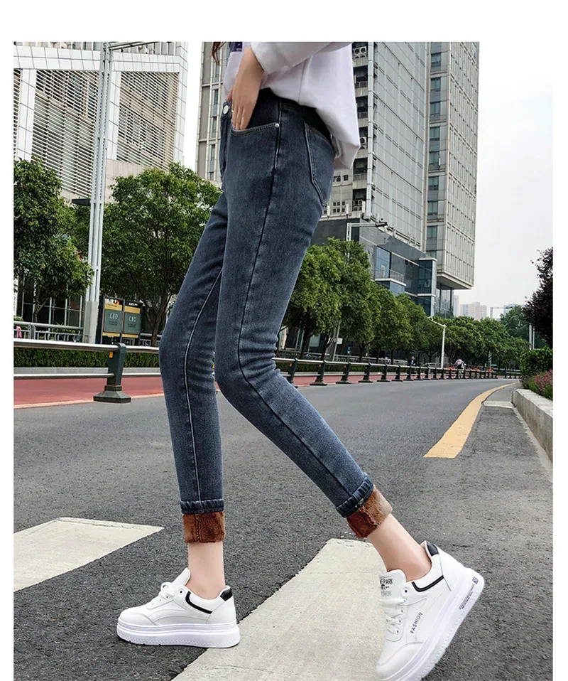 Высокие флисовые Джинсы женские модные теплые плотные джинсовые узкие брюки обтягивающие однотонные джинсы брюки новые сексуальные уличные брюки P9231