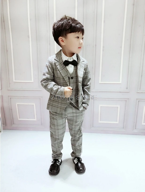 

Kids Enfant Garcon Mariage Jacket vest Pants 3Pcs Jogging Set Boys Suit for Wedding Gentleman Children Single Breasted Costume