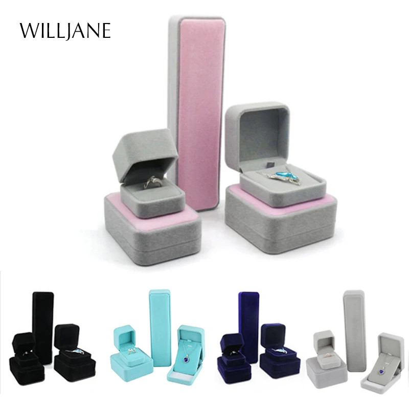 Elegant Wedding Ring Display Box Velvet Earrings Bracelet Gift Packaging Portable Pendant Necklace Storage Case Wholesale | Украшения и