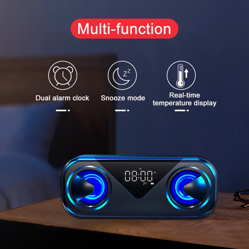 Светодиодный Altavoces Bluetooth Динамик FM радио Caixa де НЧ динамик часы будильник