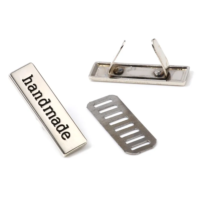 5 Sets (2 PCs/Set) Handmade Metal Label Tags Rectangle Printed Clothes Jeans Shoes Bags Labels DIY Sewing Crafts