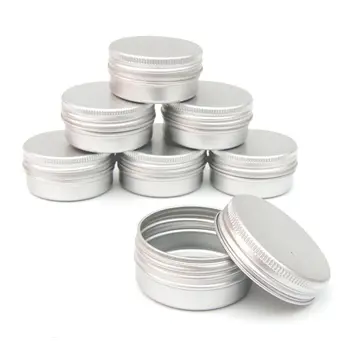 

12 pcs 60ml Silver Metal Tins Empty Slip Slide Round Containers With Tight Sealed Twist Cover