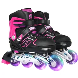 Pu Leather Adjustable Inline Roller Skates Professional Slalom Adult Roller Skating Shoes Sliding Free Skate For Sneakers Solid