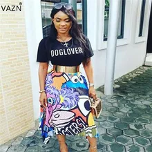 VAZN Лето Женская стильная удобная юбка в складку с принтом разноцветная британская юбка длиной до щиколотки BN9162