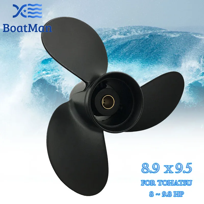 BoatMan® Propeller 8.9x9.5 For Tohatsu Outboard Motor 8HP 9.8HP MFS9.8 NSF9.8 12 Tooth Spline 3B2B64519-1 Aluminum Boat Parts xunmonda voron 2 4 r2 motion parts gt2 ll 2gt rf open timing belt 2gt16t 20t 80t tooth pulley 2gt 188 shaft bearing 625 f695 2rs