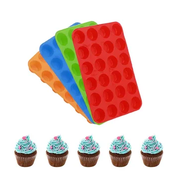 

Mini Muffin Cup 24 Cavity Silicone Cake Molds Soap Cookies Cupcake Bakeware Pan Tray Home DIY Making Cake Mold Healthy Materials