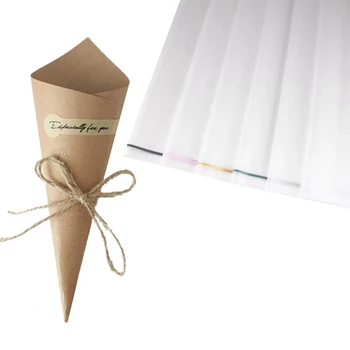 

50Pcs Kraft Paper Gift Packaging Flower Wrapping Paper Florist Bouquet with Sticker String & 20Pcs Wrapping Paper Clear Border F
