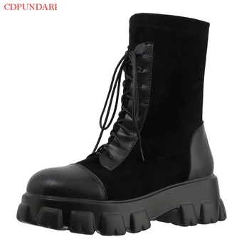 

2021 Black Winter snow boots Waterproof platform Ankle boots for women High heels boots Ladies Casual sneaker Short boots shoes
