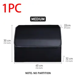 PU Leather Car Trunk Organizer with Folding Storage Pockets (Black M)